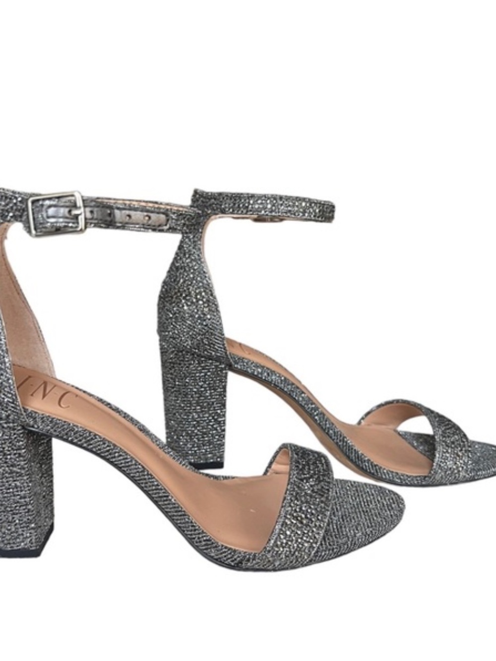 INC International Concepts Metallic Silver Block Heels